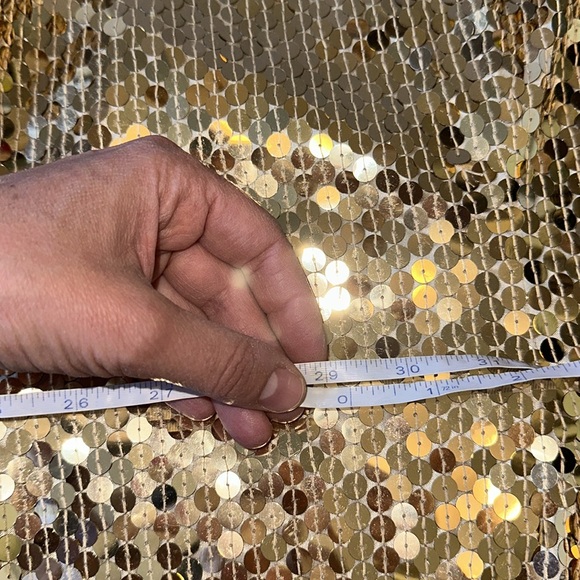 Gold Sequin and Mesh High Neck Halter Dress NWT - Picture 3 of 4